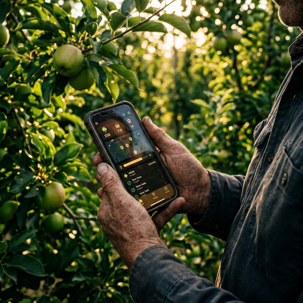 Field worker with smartphone